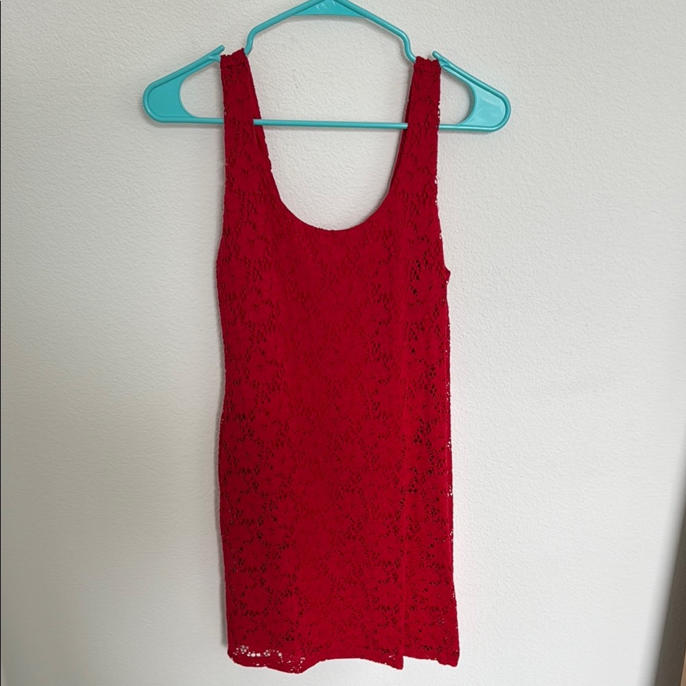 Red Lace Sleeveless Dress